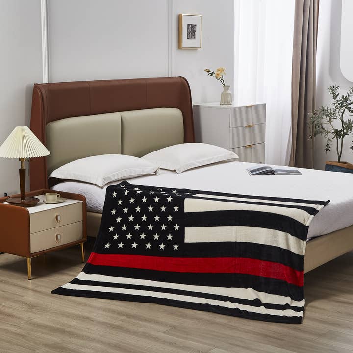 Duke Imports - Wholesale Throw Blanket - "Fire Department Flag" 1-Ply Faux Fur Everyday Blanket3