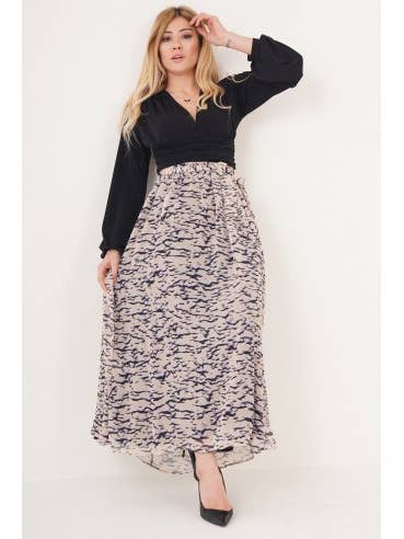 Chiffongfodrad kjol - Ecru för wholesale av Mani Textile