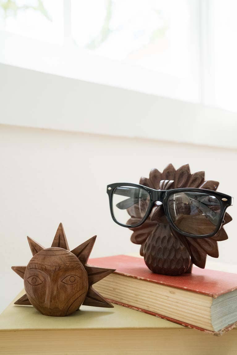 Matr Boomie Fair Trade – wholesale Fodral för glasögon och solglasögon - Unisex – Peacock Glasögon Hållare Stand - Handgjorda Trä2