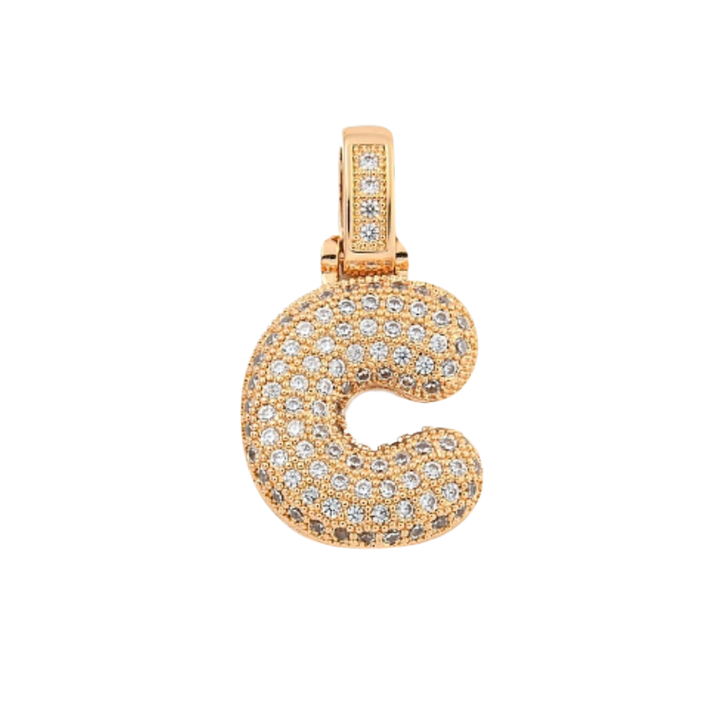 The Charm Bar Company - Wholesale Individual Charm/Pendant - Light Gold Rhinestone Bubble Initial Letter | Alphabet Charm2