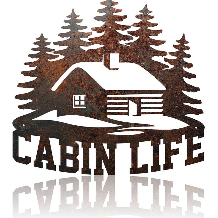 Recherche Furnishings, Inc. - Wholesale Sign - RUSTIC METAL "CABIN LIFE" SIGN