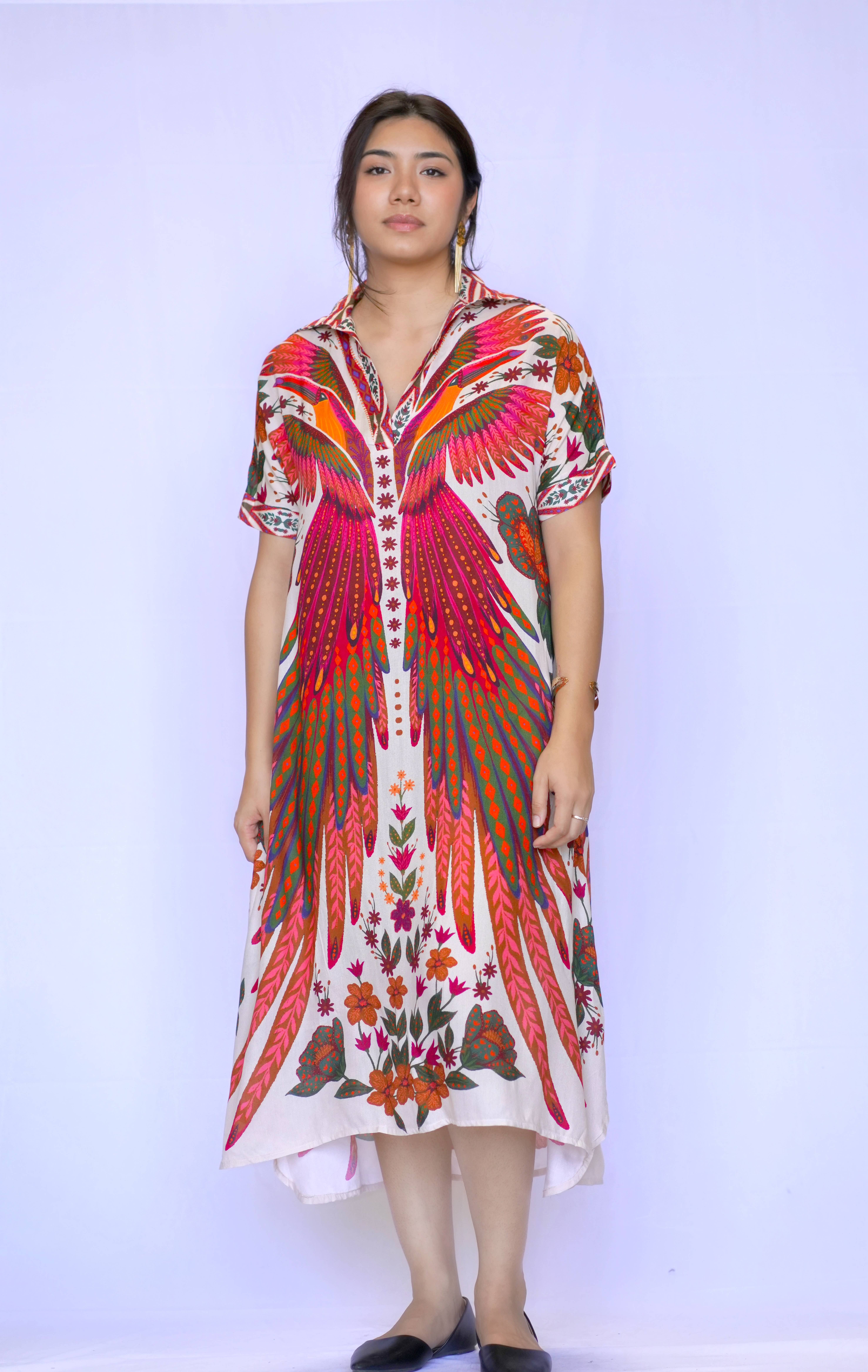 Dolma - Wholesale Dress - Women's - Tallulah Print Dress-Beige Plum3