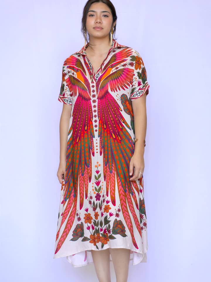 Dolma - Wholesale Dress - Women's - Tallulah Print Dress-Beige Plum3