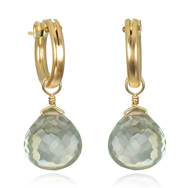 Briolette Huggies-Grüner Amethyst für den Großhandel von Amelia Rose Jewelry