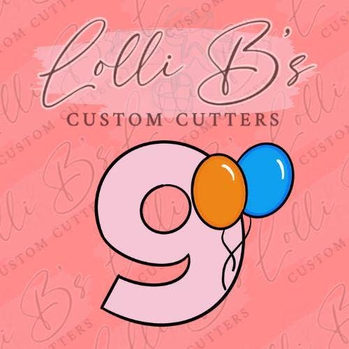 Emporte-pièce et découpe pâte à sucre Ballon numéro 9 pour la vente par Lolli B Custom Cutters
