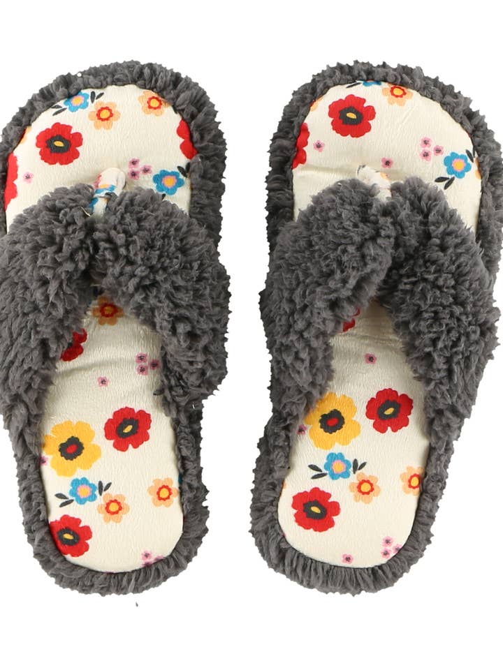Grey Rise And Shine Spa Slippers for wholesale by Lazy One