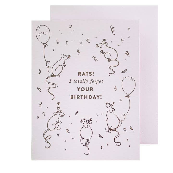 The Social Type - Wholesale Birthday Card - Rats Belated Birthday Card