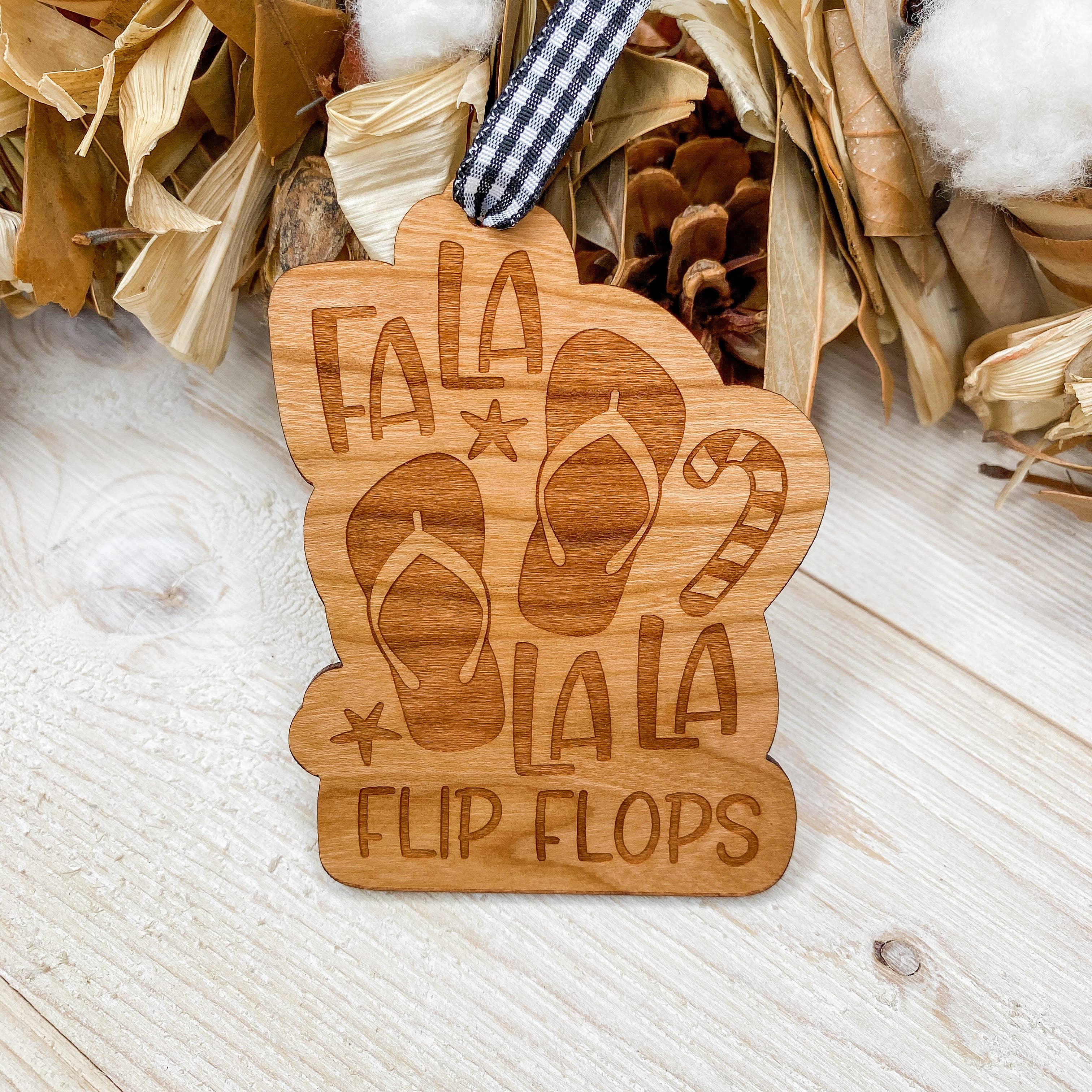 The Cottonseed Marketplace - Wholesale Ornament - Coastal Ornament - Fa La La La La Flip Flops