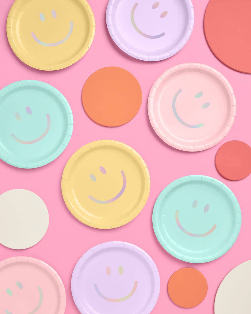 xo, Fetti - Vente Assiette jetable - Assiettes en papier pastel Smiley, 24 pcs 9" Fête d'anniversaire, Décor1