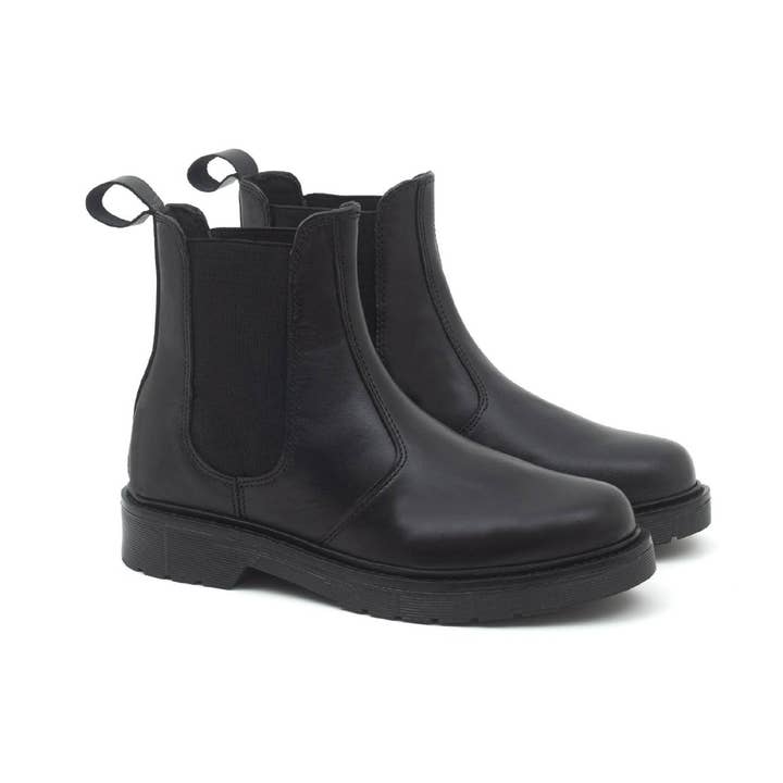 W-Napring-svart kvinnors svart läder kängor för wholesale av Harris Hawk