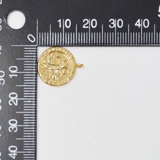 Aim Eternal - Wholesale Individual Charm/Pendant - Dainty 24k Gold Filled Coin Saint Francis of Assisi Charm Religious Medallion Bracelet Necklace Pendant Earring Findings for Jewelry Making,E-1181