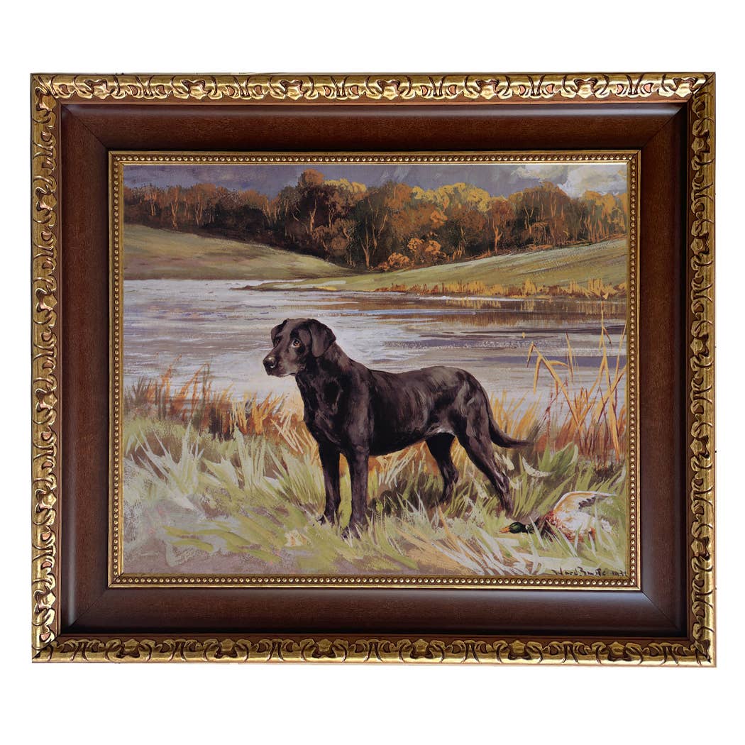Madison Bay Co. - Historical Home Decor Reproductions - Wholesale Art Print - Labrador Retriever with Duck Framed Painting Print on Canvas83
