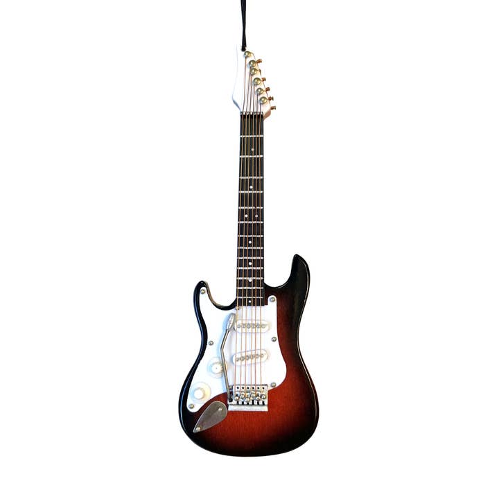 Broadway Gifts Co - Vente Objets de décoration - Ornement de guitare électrique en bois brun foncé de 5" (gaucher)0
