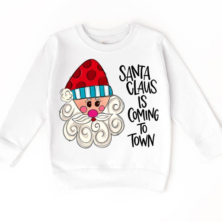 Madi Moosh - Wholesale Graphic Sweatshirt - Women's - Santa Claus Is Coming To Town Christmas Sweatshirt - Christmas Crewneck
