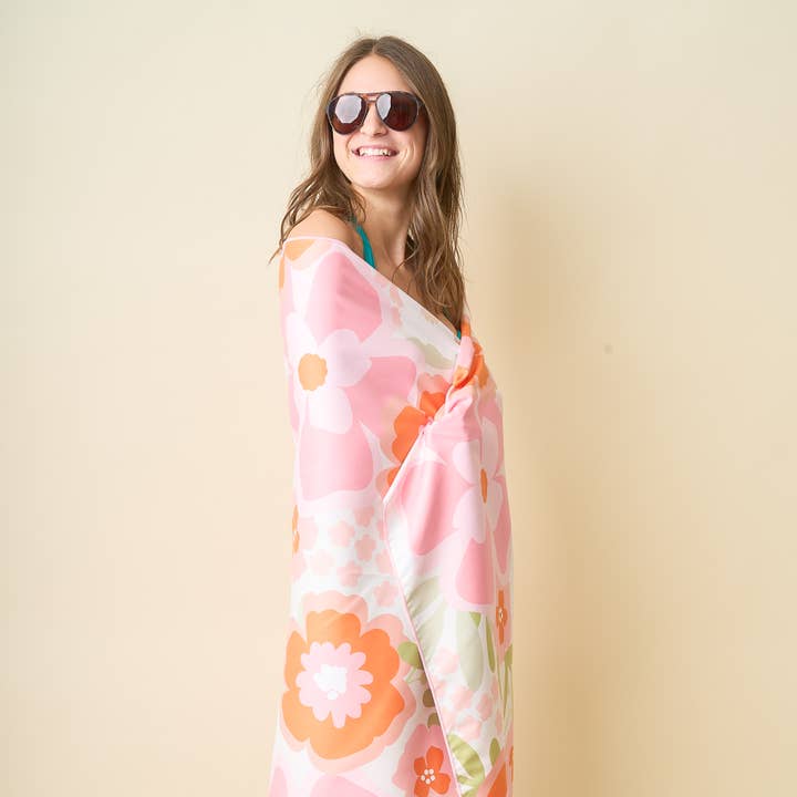 The Darling Effect - Wholesale Beach Towel - XL Quick-Dry Beach Towel-Beyond Blooms Pink Orange4