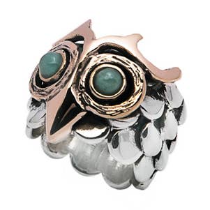 Anel coruja esmeralda por atacado de Nemoris Gioielli
