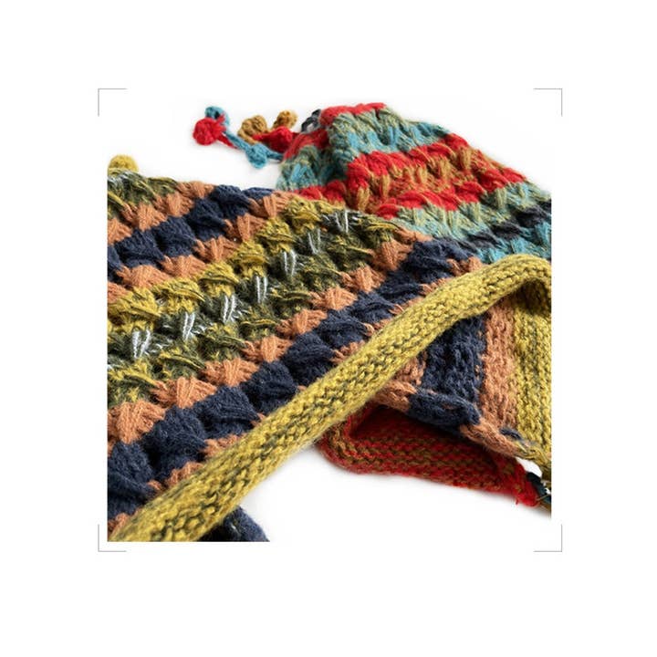 Funkyrel® Atzbranding Limited - Wholesale Beanie - Women's - Haila - Colorful Earflap Knitted Beanie with Pompoms2