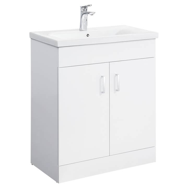 Venus Floor Standing Vanity Unit and Mid-Edge Basin - White for wholesale by Bathroom4Less