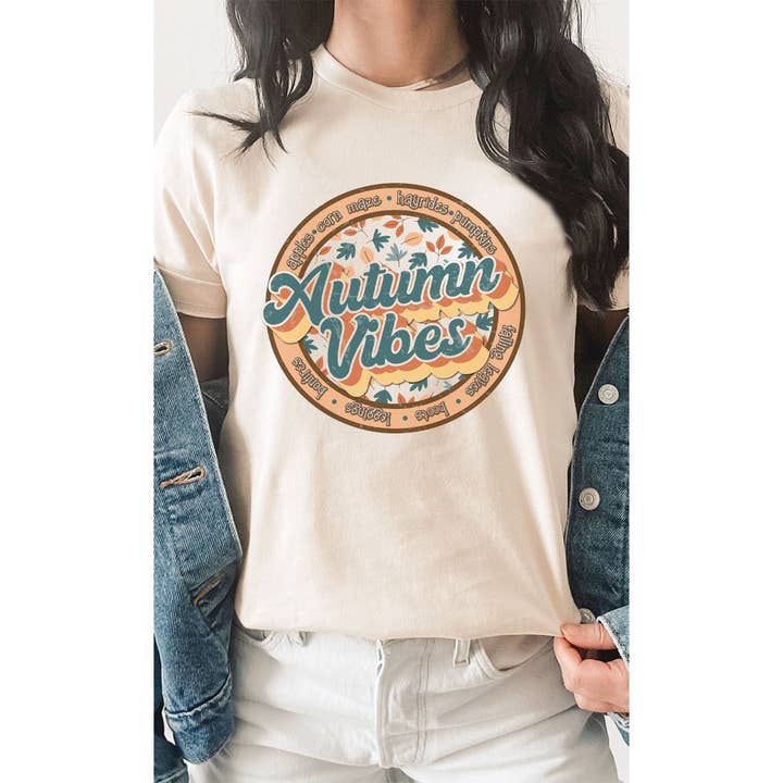 Retro Autumn Vibes Graphic Tee PLUS for wholesale by Kissed Apparel
