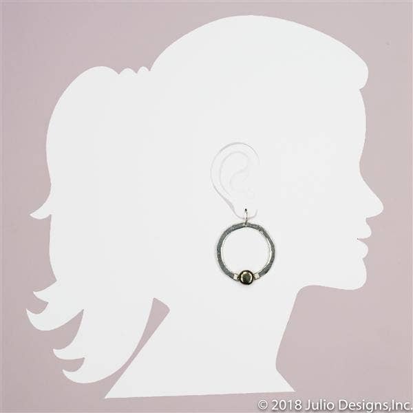 Julio Designs - Wholesale Dangle Earrings - ER115 Hammered Circle Earring with Wire Wrapped Accent Bead3