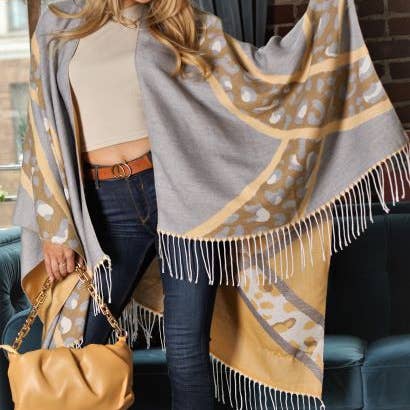 LEOPARD POINT CASUAL SHAWL WRAP_CWASC0005 for wholesale by ACCITY