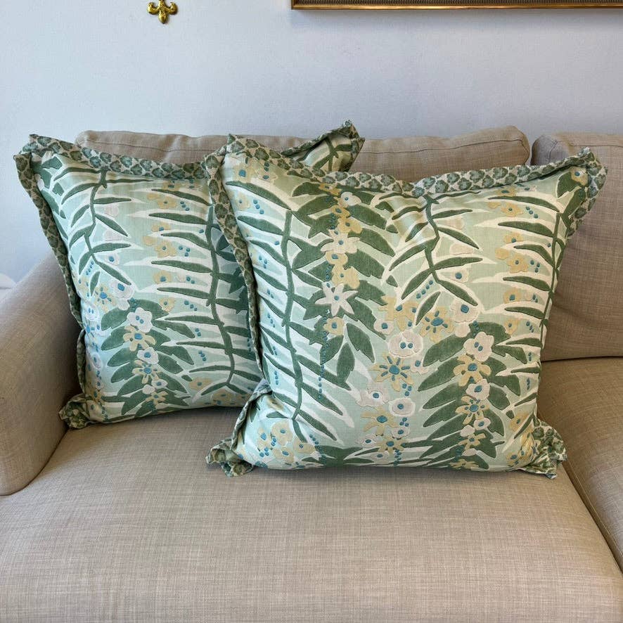 Wheaton Whaley Home - Wholesale Throw Pillow Cover - WWH Fave - Ashbee in Aqua with Bennett flange4