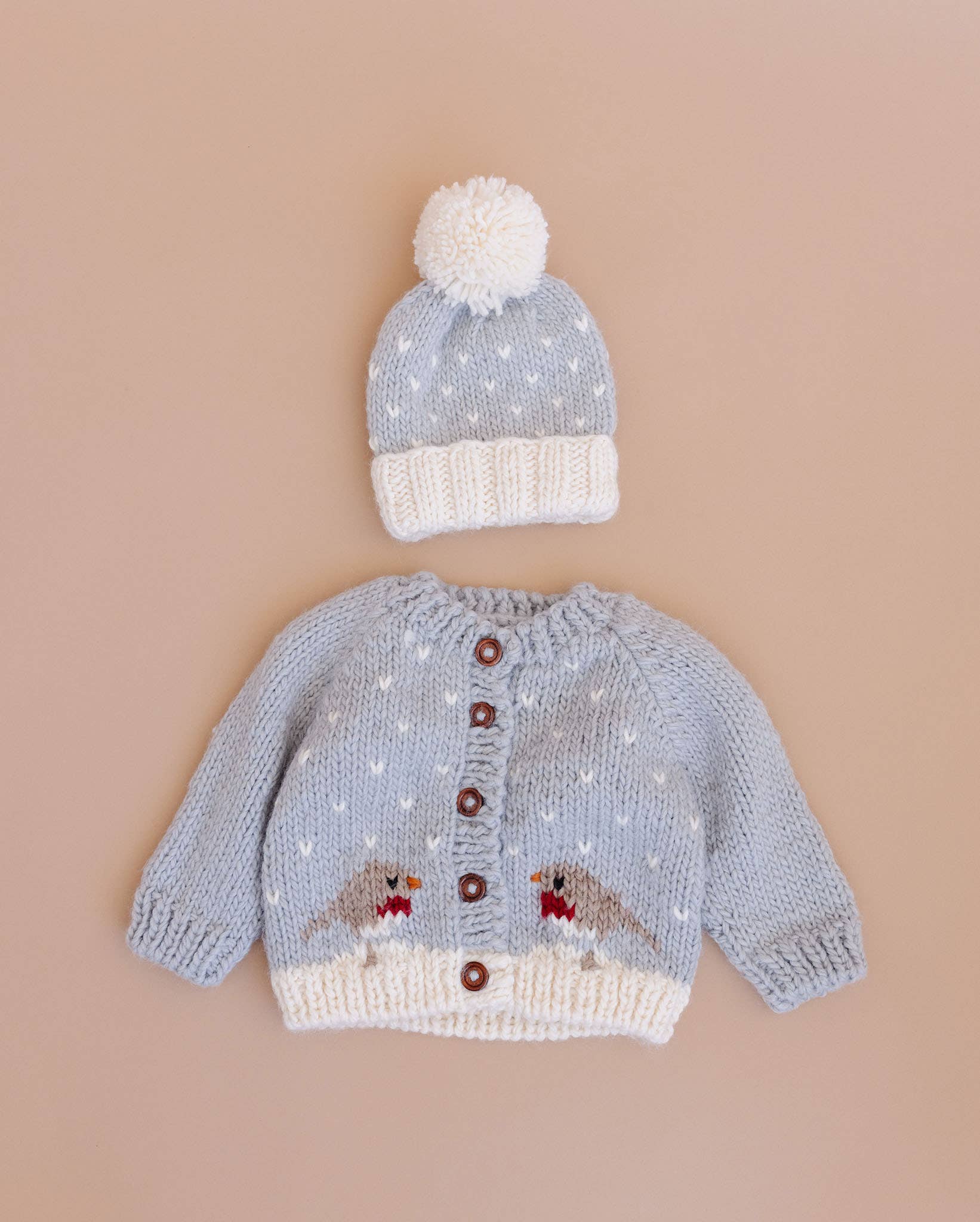 Bowie Grey Robin Cardigan Baby Winter Holiday Christmas Sweater 2025 for wholesale on Faire2