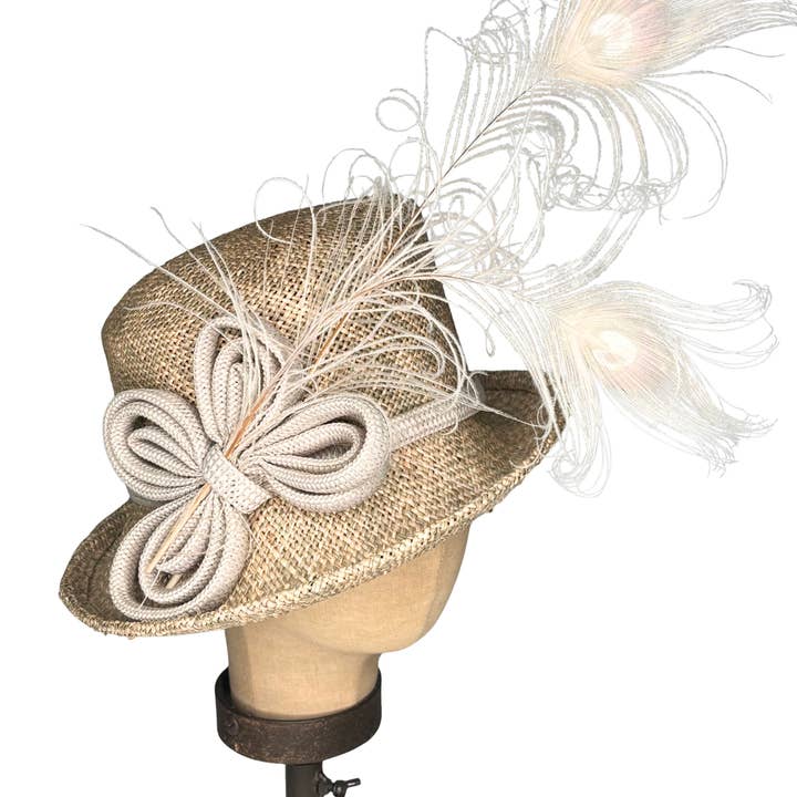 Seagrass Peacock Topper for wholesale by Kathy Jeanne Millinery