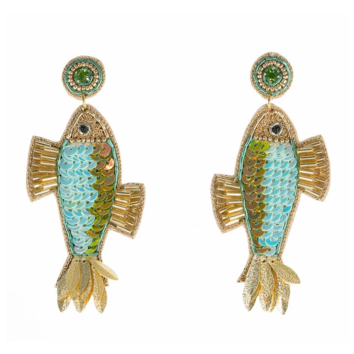 Fancy Fish Earrings in Blue for wholesale by Beth Ladd Collections
