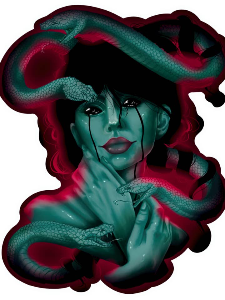 Medusa's Tears Glossy Vinyl Sticker for wholesale by Lil Biscuits Design