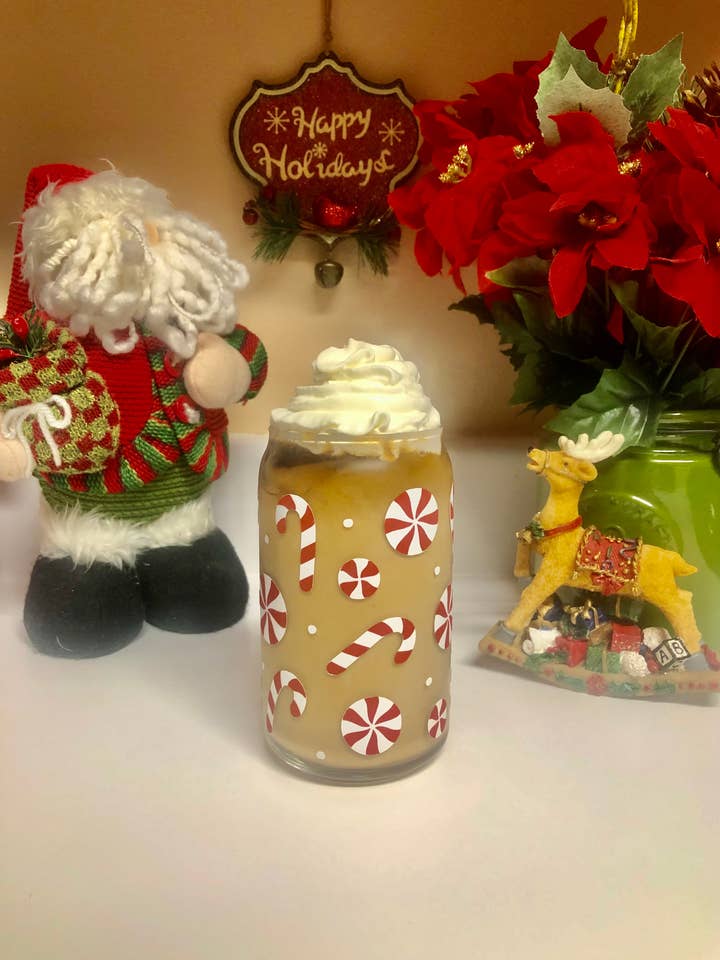 Zuckerstangenbecher, Weihnachtsglas, Feiertagstasse, Weihnachtstasse für den Großhandel von MommyandMarie