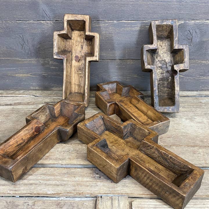 My Amigos Imports - Wholesale Decorative Plate/Dish/Bowl - NFC Small Cross-WH5--6 x12 inches-Small Cross-NFC-Waxed-$8
