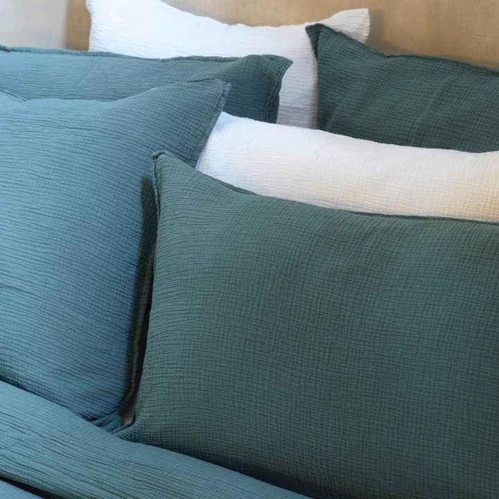 Emerald cotton gauze duvet cover for wholesale by Maison d'été