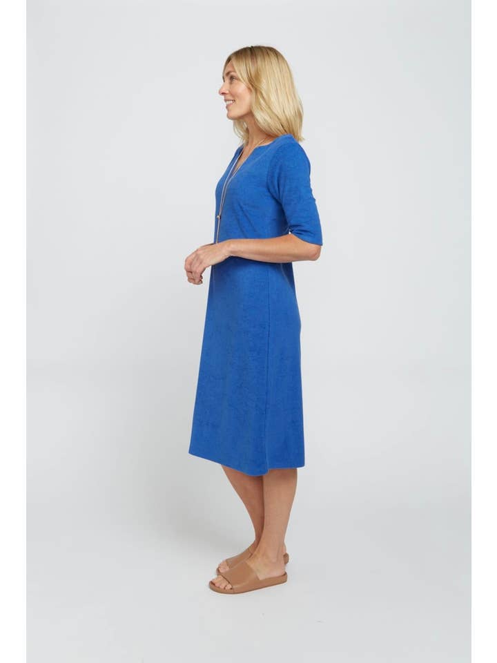 Jac Cadeaux - Vente Robe – femme - Robe en tissu éponge Saint-Tropez - Bleu azur1