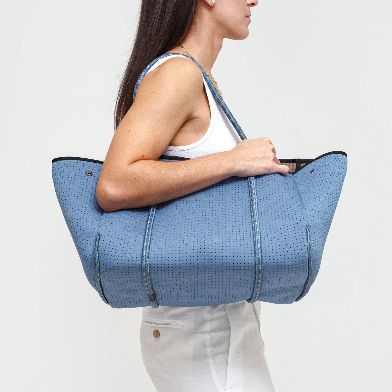 Pop Ups Brand - Wholesale Tote Bag - Women's - LARGE NEOPRENE TOTE BAG STORMY BLUE5