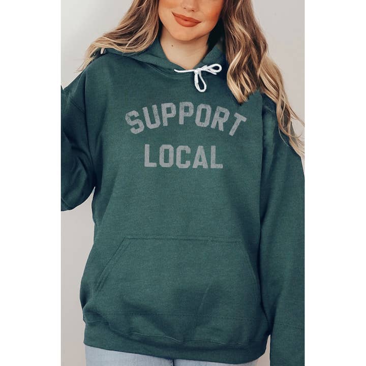 Distressed Support Local Graphic Hoodie voor wholesale door Kissed Apparel