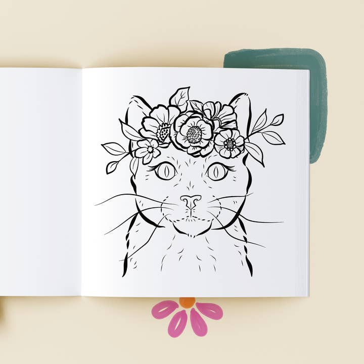 Middlefork & Co. - Wholesale Coloring & Activity Book - Adult - Flowered Farm Friends: Cheerful Coloring Book Adults & Teens7