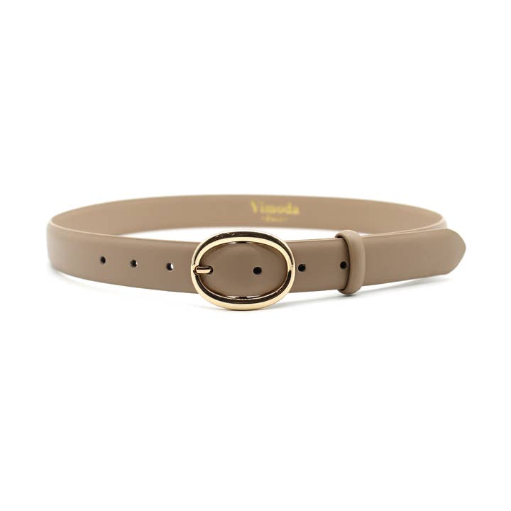 Thin leather belt with buckle for wholesale by Vimoda