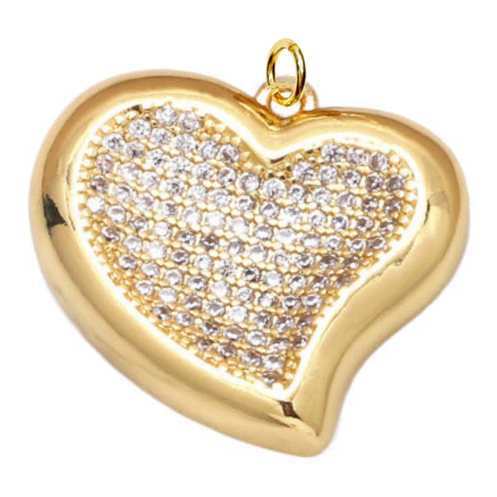 CZ Heart Charm For Charm Necklace for wholesale by Savvy Bling