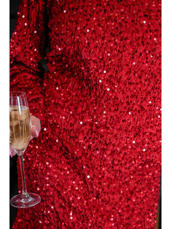 Old Flame Sequin Dress- Red for wholesale on Faire1