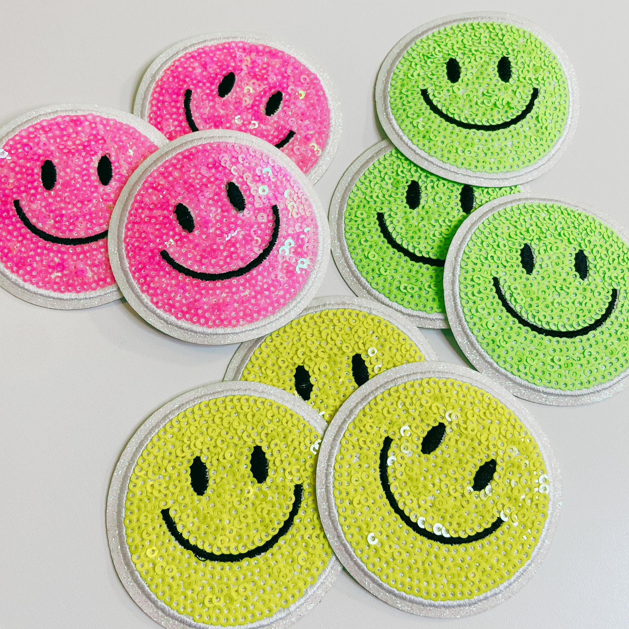 TEELUX - Wholesale Patch - NEON Sequin Smiley Face Patch - 2.5" x 2.5"  - hat Patch12