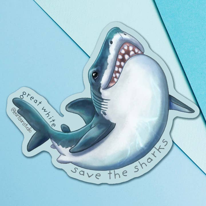 Great White Shark Sticker for wholesale by Cappy Trails