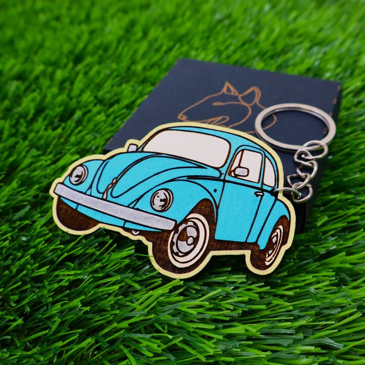 Herbs&Belles - Wholesale Keychain - Unisex - Vintage Car Wooden Colorful Keychain, Classic Automobile8