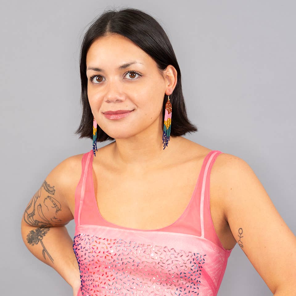 Altiplano – wholesale Tassel earrings – Strata Fringe with Gold Sprinkles Earrings4