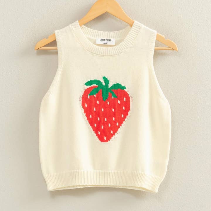 Ärmlös stickad topp i jordgubbsfärg för wholesale av Double Zero