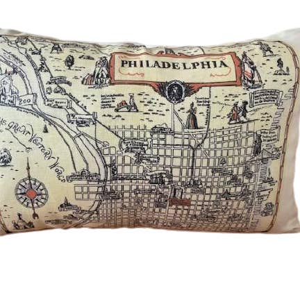 Mappe/Philadelphia Mappa Pillow per la vendita all'ingrosso da parte di Ox Bow Decor