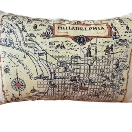 Kort/Philadelphia kort pude for engroshandel hos Ox Bow Decor