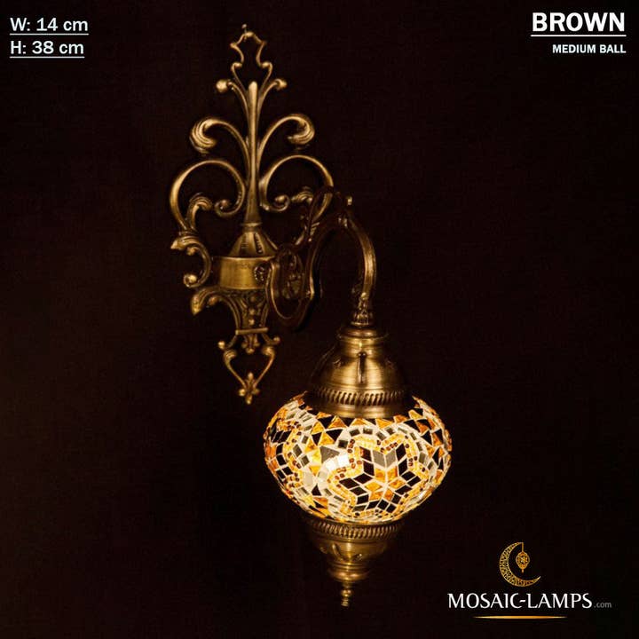 Mosaic Lamps - Wholesale Sconce - Turkish Mosaic Single Medium Globe Wall Lamp, Traditional Moroccan Vintage Ceiling Sconce, Handmade Marrakech Bedroom Living Room Wall Lights1