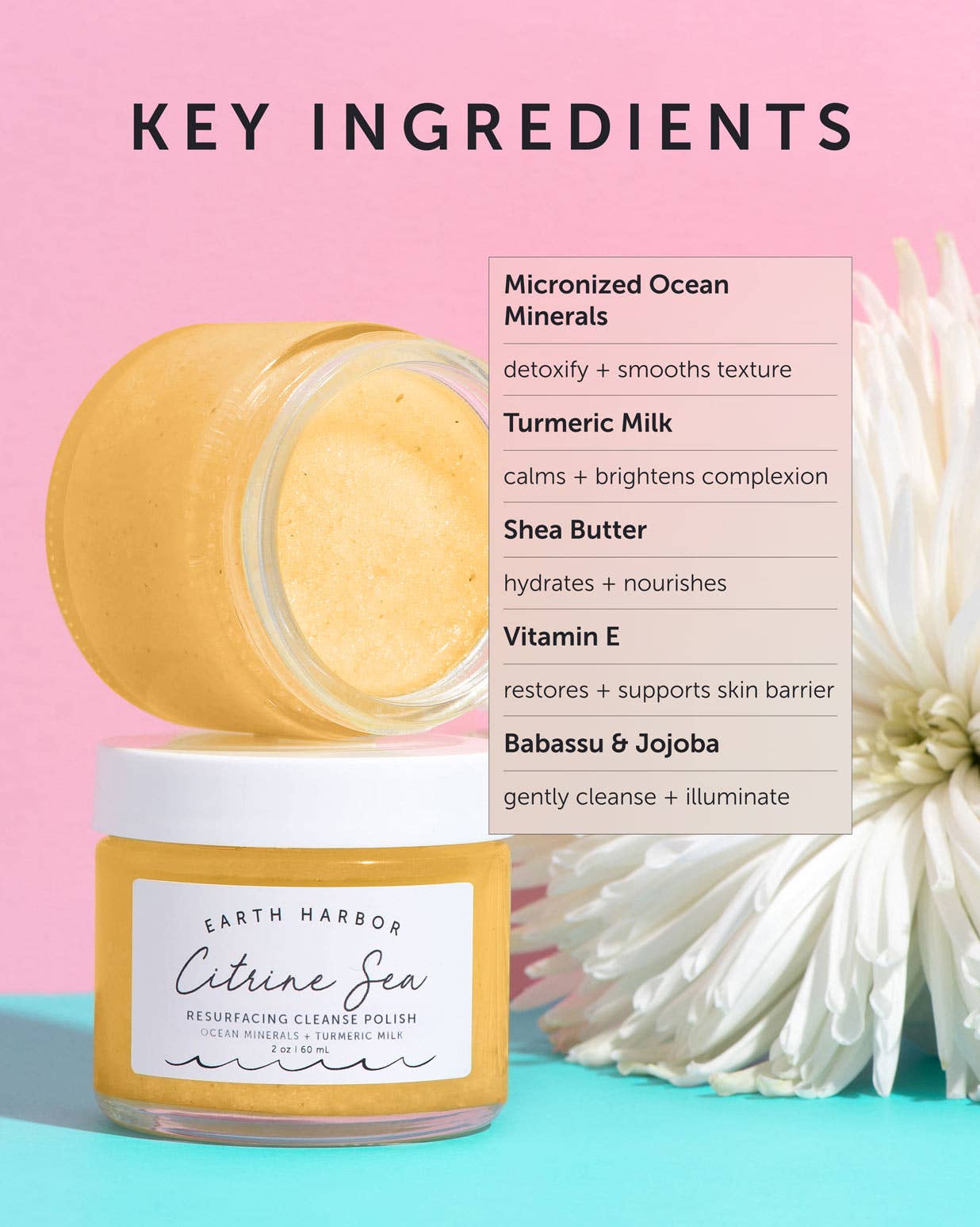 Earth Harbor Naturals - Wholesale Facial Exfoliant/Scrub - CITRINE SEA Resurfacing Cleanse Polish: Turmeric Milk1