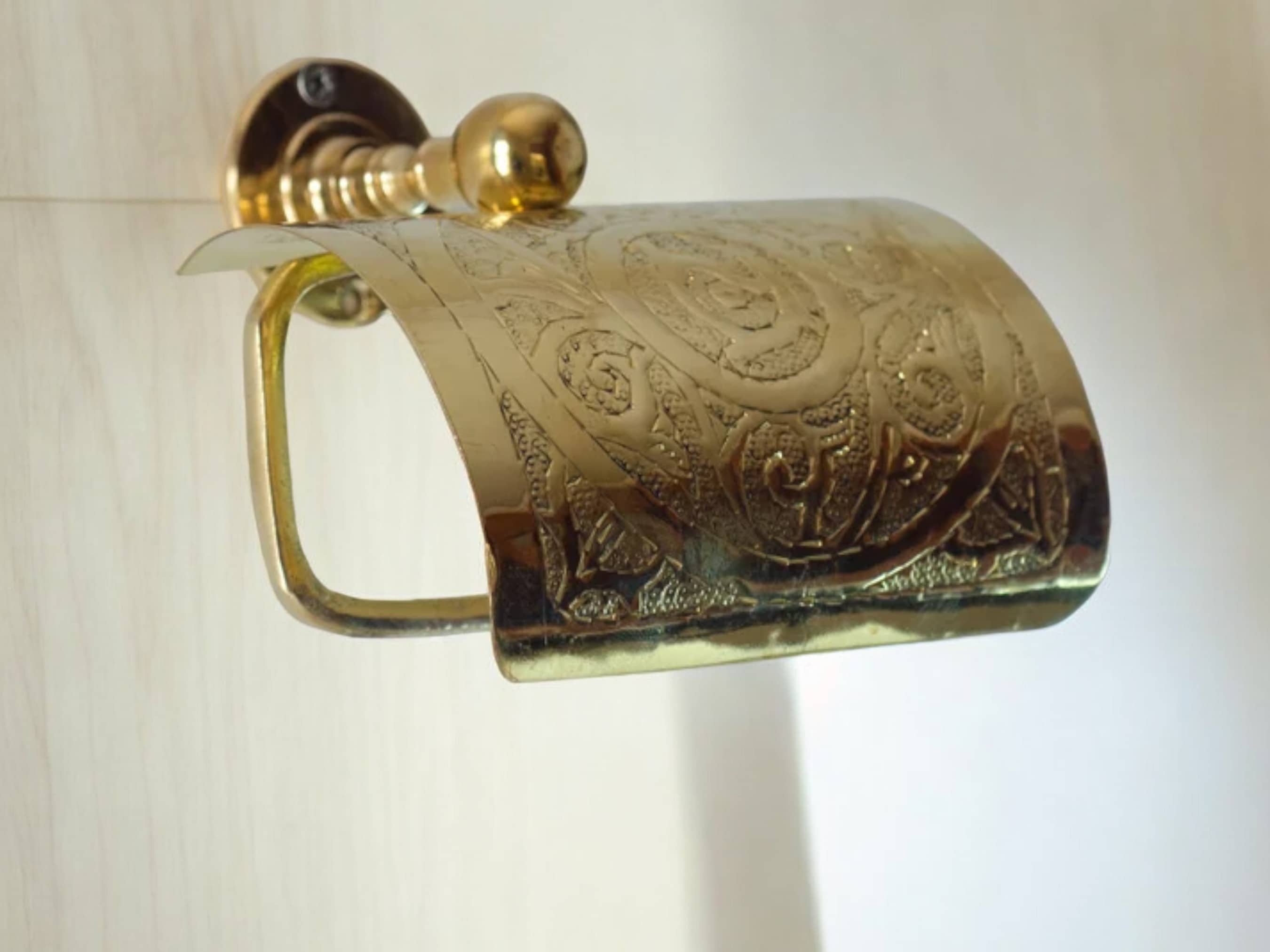 Moroccantastics - Wholesale Toilet Paper Holder - Handcrafted Solid Brass Toilet Paper Holder - Elegant Powder Room Roll Holder4
